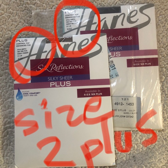 2 pair Hanes Womens Plus Size Silk Reflections Control Top Pantyhose Size 2 Plus - Picture 2 of 3